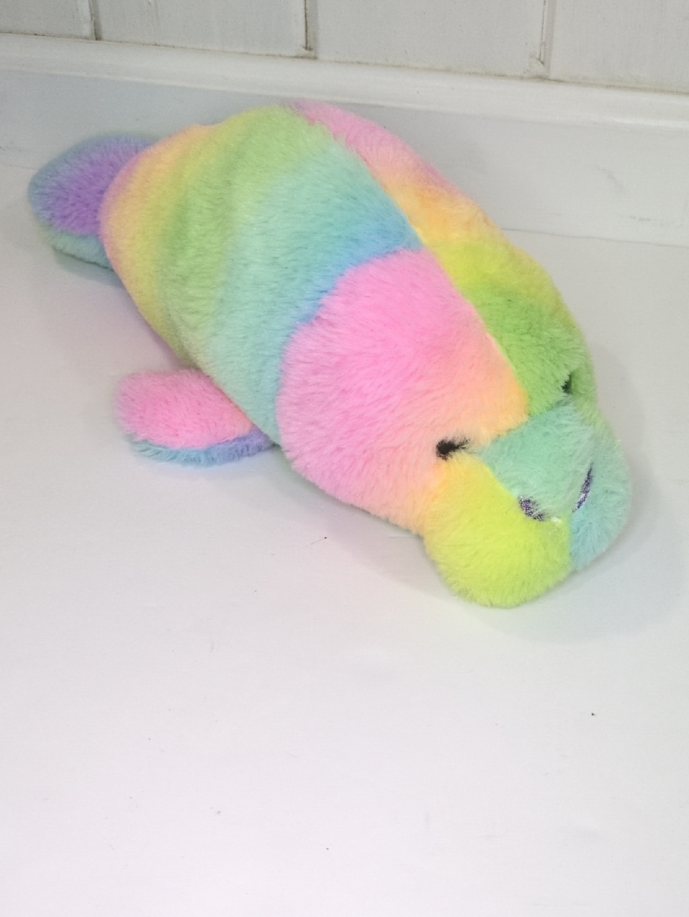 Fiesta Seal Stuffed Animal Rainbow Pastel Neon 12" Fluffy